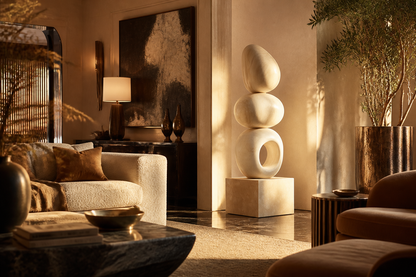 Volgere — cream marble sculpture by 1-OPH