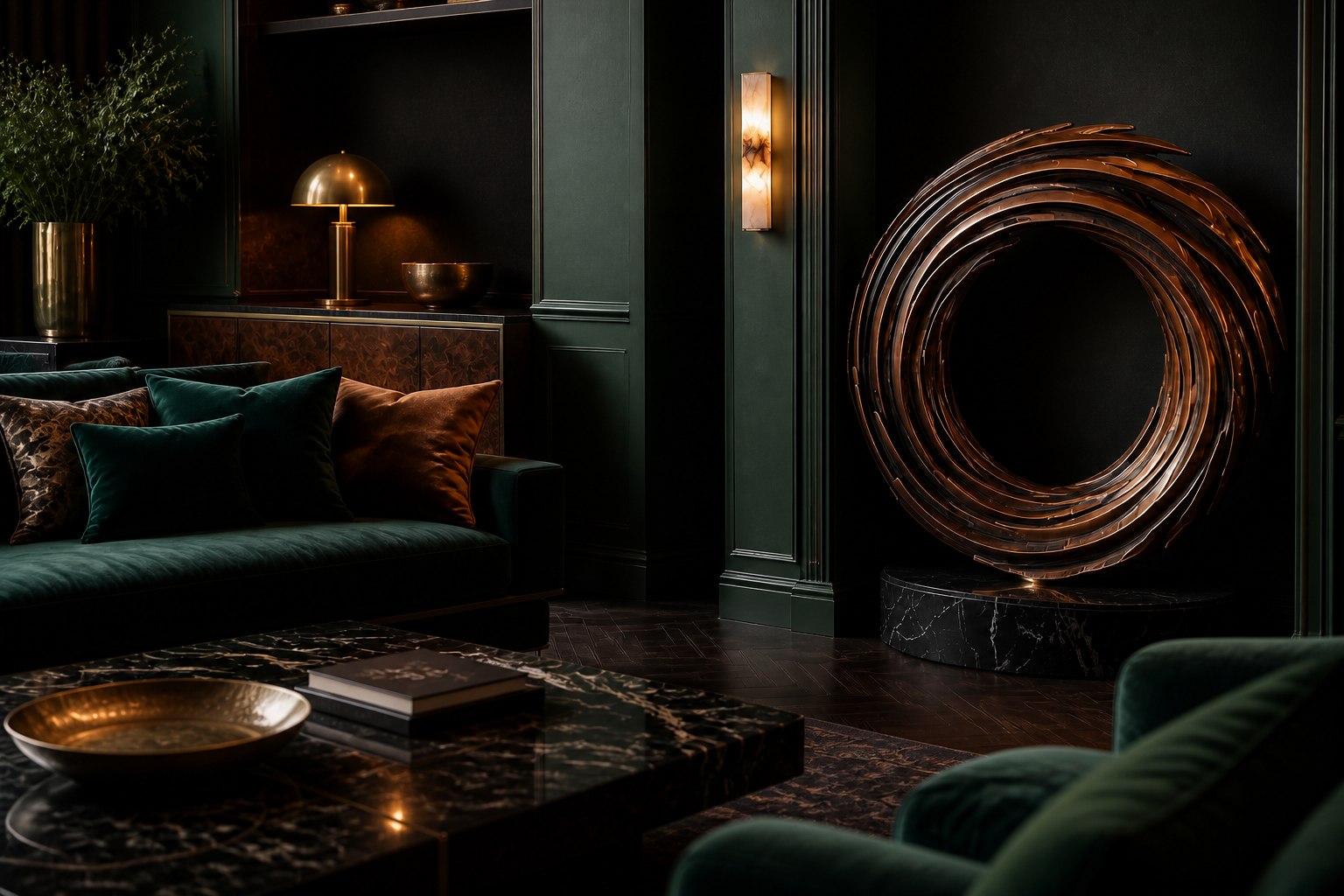 Alioth — Bronze on Nero Marquina marble sculpture by 1-OPH