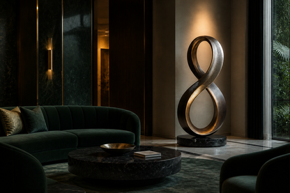 Thuban — Bronze on Nero Marquina marble sculpture by 1-OPH