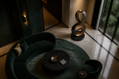 Thuban — Bronze on Nero Marquina marble sculpture by 1-OPH