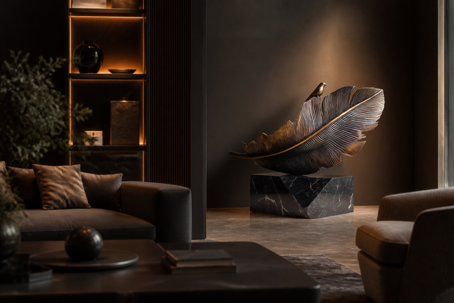 Brezal — Bronze on Nero Marquina marble sculpture by 1-OPH