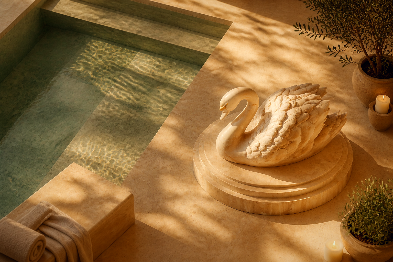 Bosque — Travertine sculpture by 1-OPH