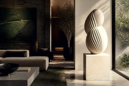 Taiga — Limestone sculpture by 1-OPH