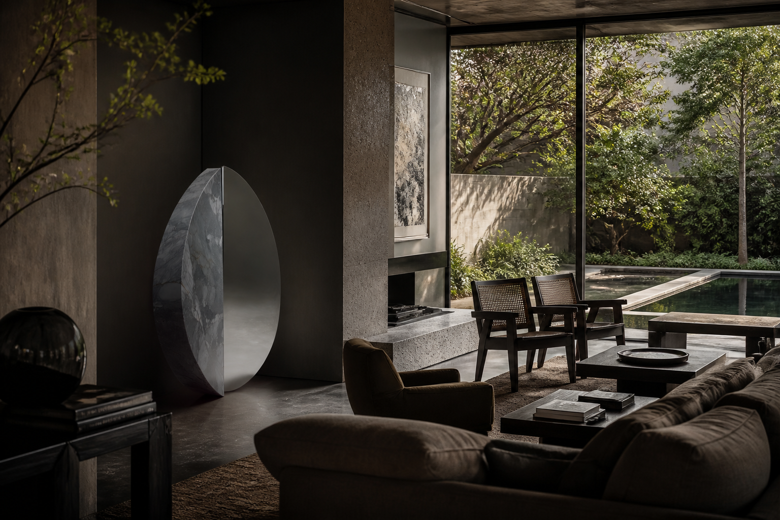 Alnilam — Marble and stainless steel sculpture by 1-OPH