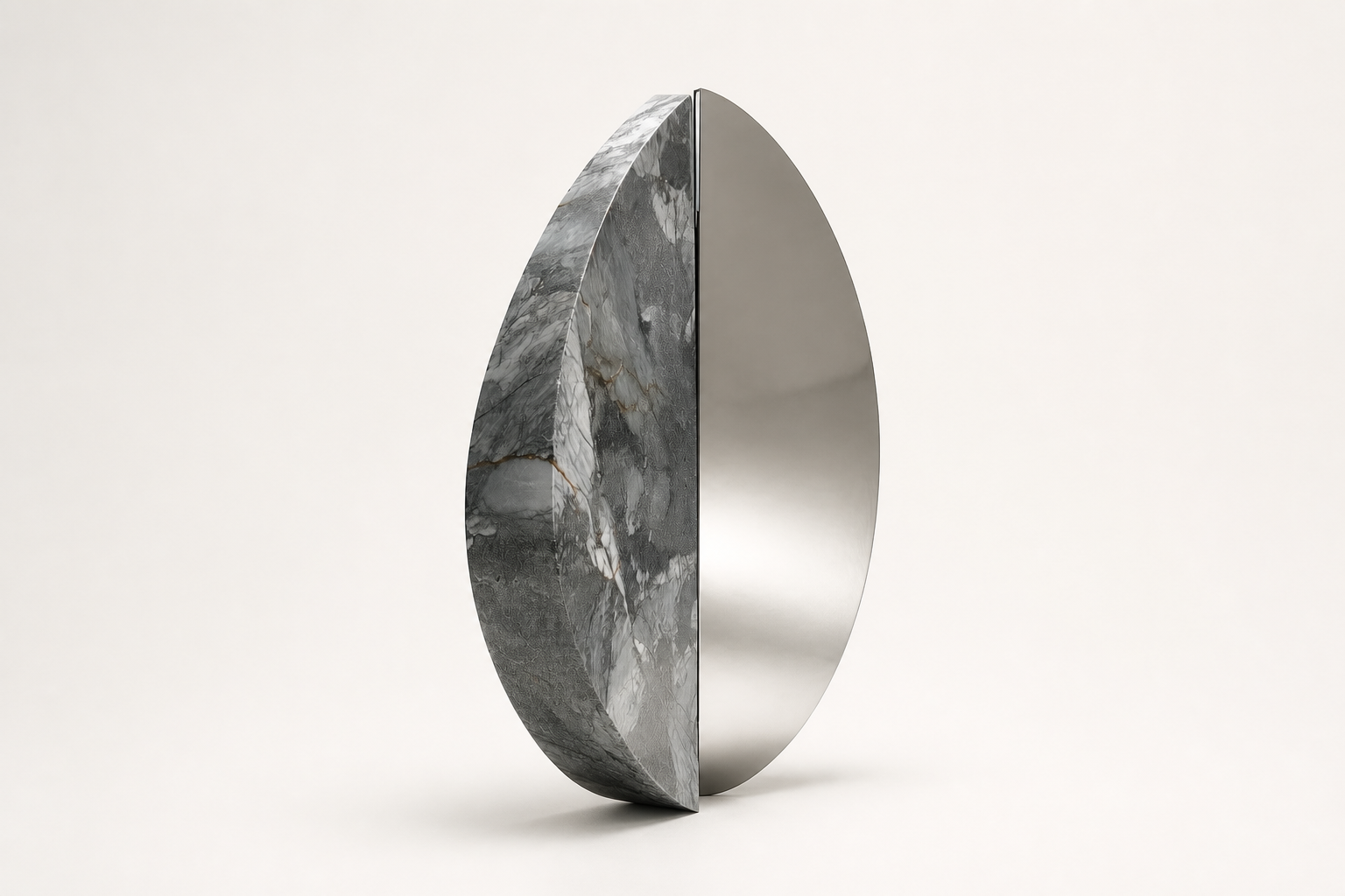 Alnilam — Marble and stainless steel sculpture by 1-OPH