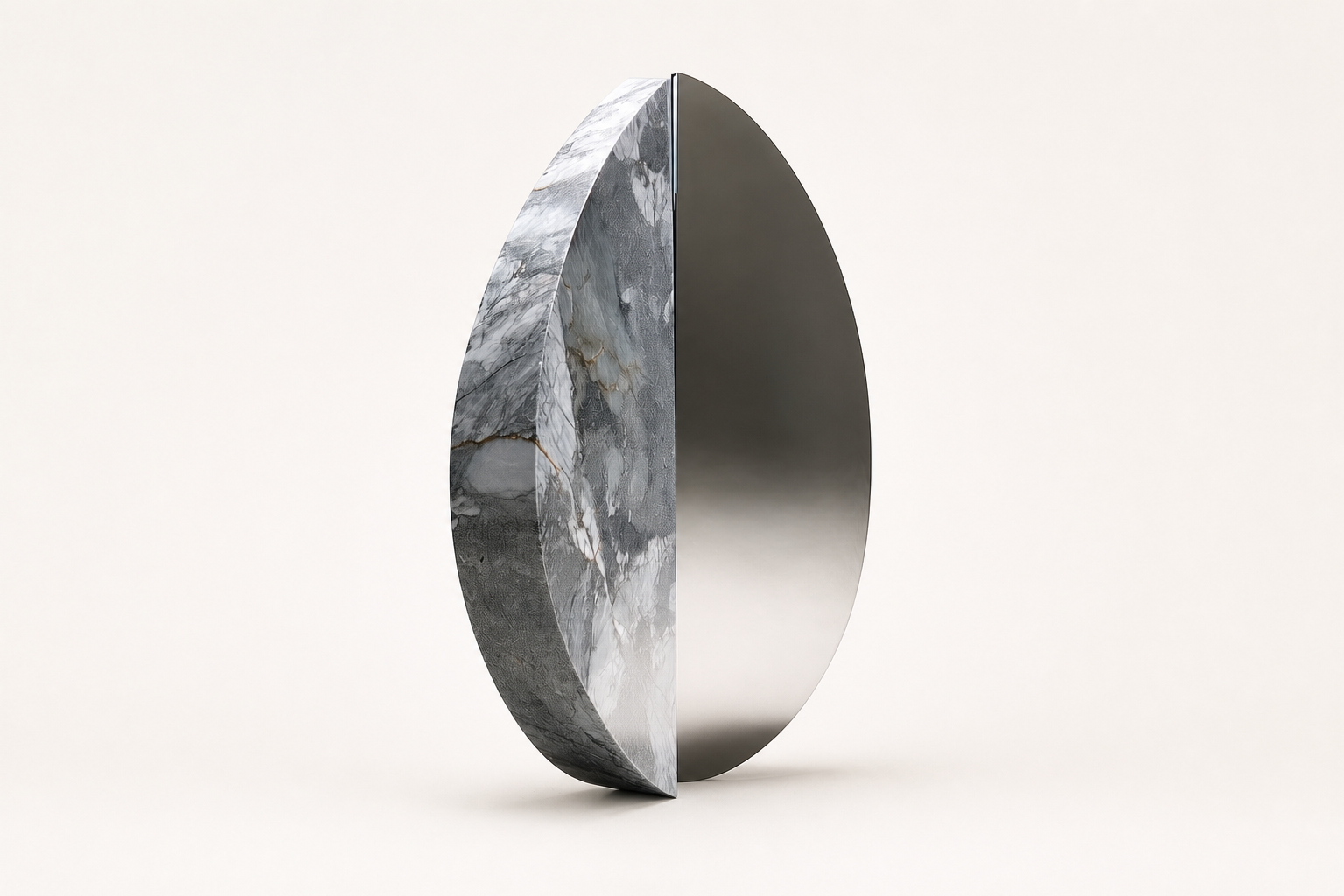 Alnilam — Marble and stainless steel sculpture by 1-OPH