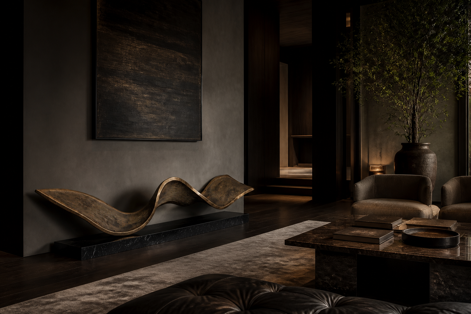 Alnitak — Bronze on Nero Marquina marble sculpture by 1-OPH