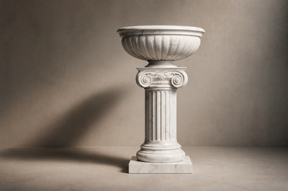Tuscolo — white marble urn planter on an Ionic column by 1-OPH