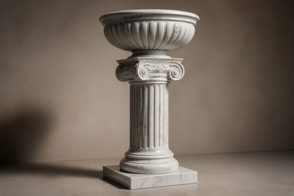 Tuscolo — white marble urn planter on an Ionic column by 1-OPH