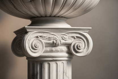 Tuscolo — white marble urn planter on an Ionic column by 1-OPH