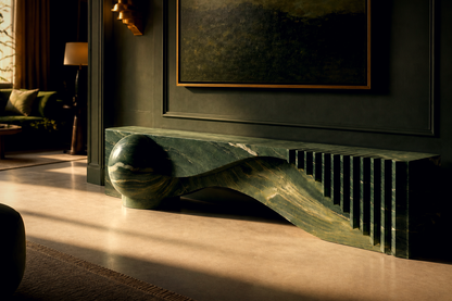 Otium — green marble sculptural bench by 1-OPH
