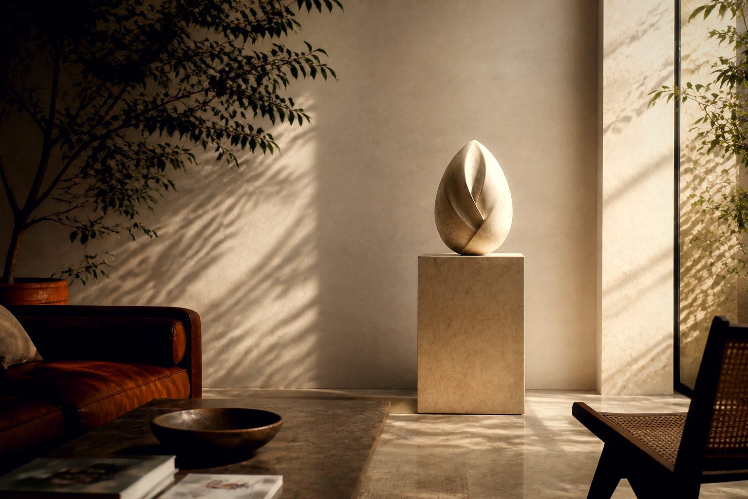 Calvara — Marble egg sculpture by 1-OPH