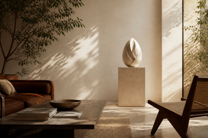 Calvara — Marble egg sculpture by 1-OPH