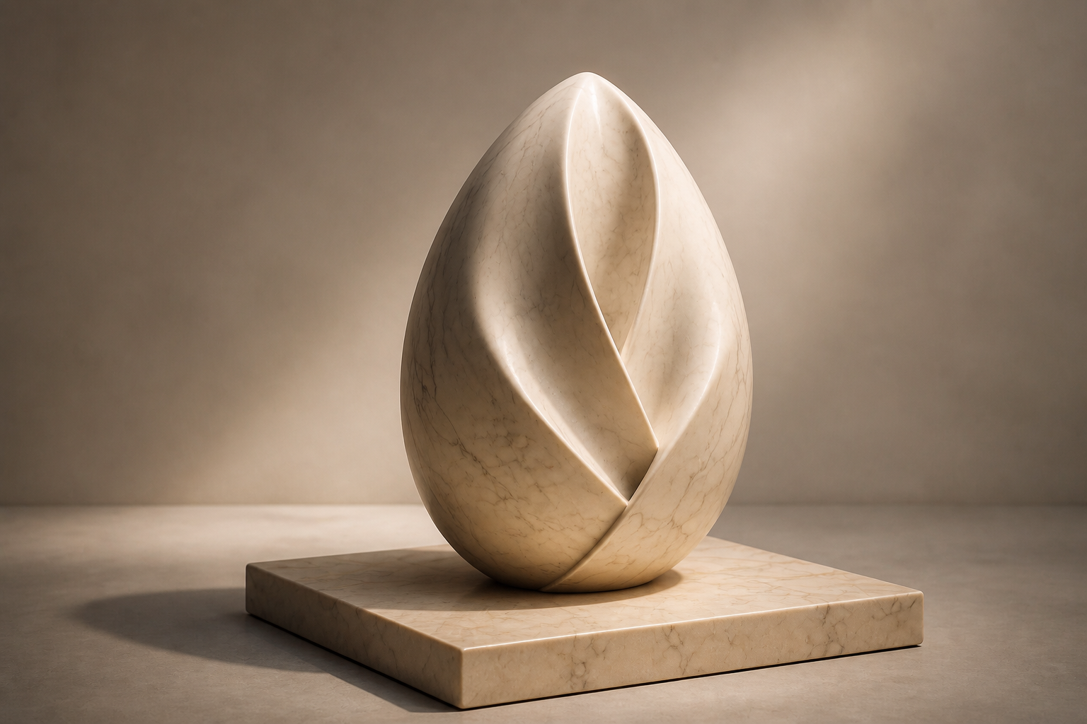 Calvara — Marble egg sculpture by 1-OPH