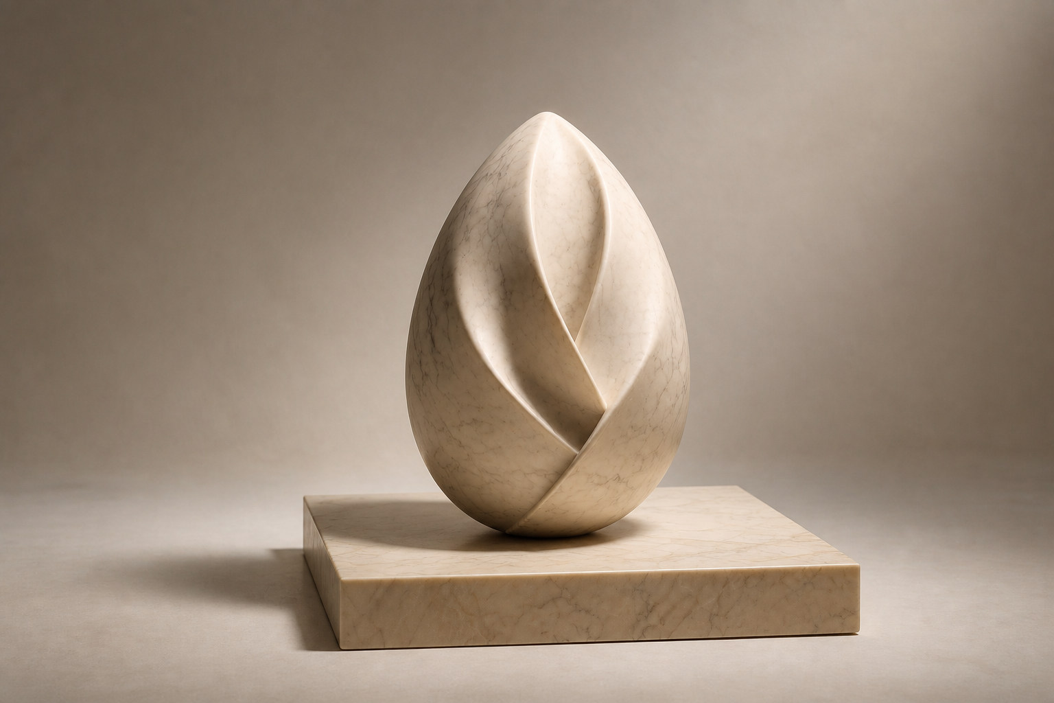 Calvara — Marble egg sculpture by 1-OPH