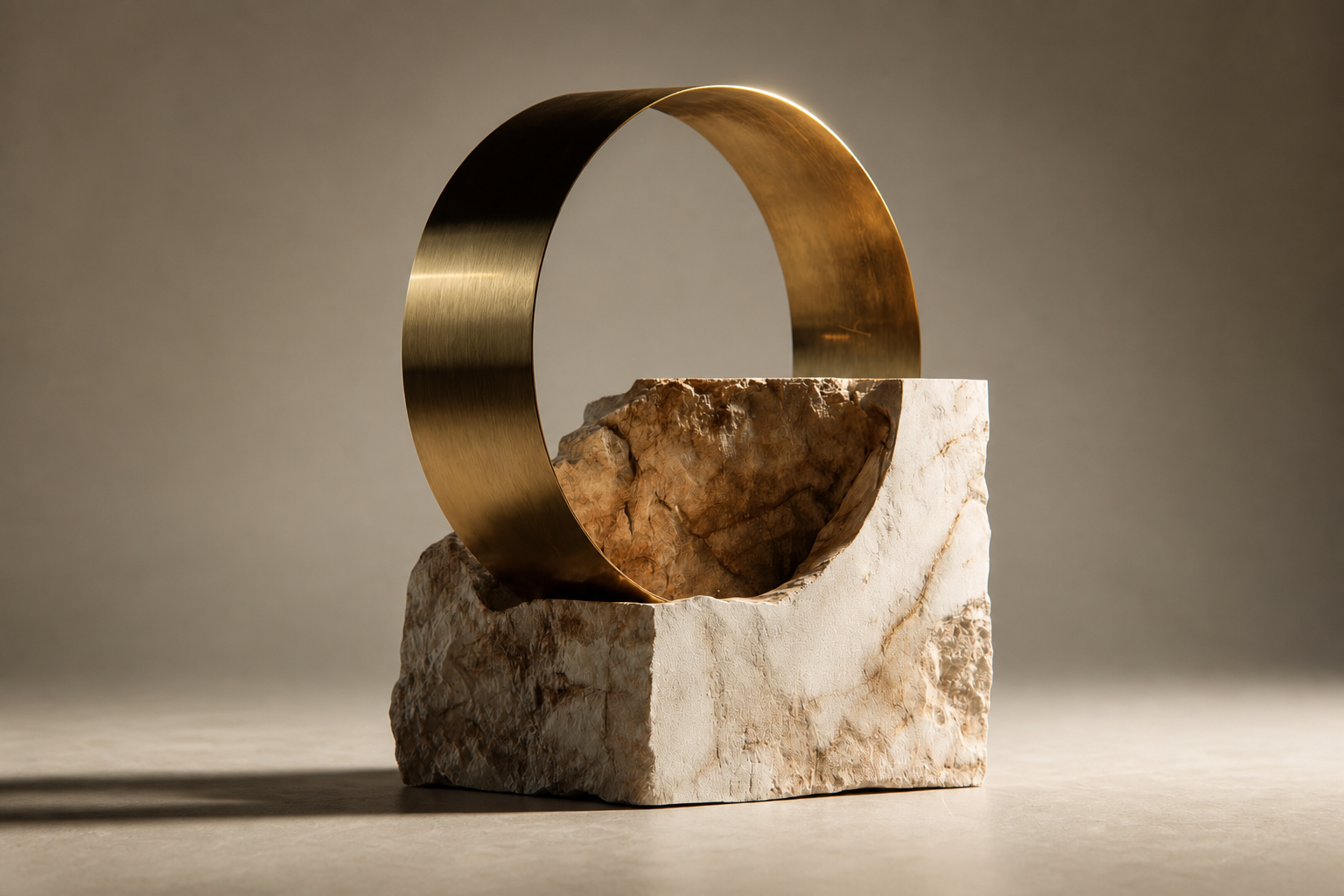 Menkar — Brass and limestone sculpture by 1-OPH