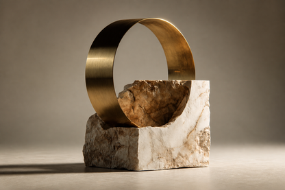 Menkar — Brass and limestone sculpture by 1-OPH
