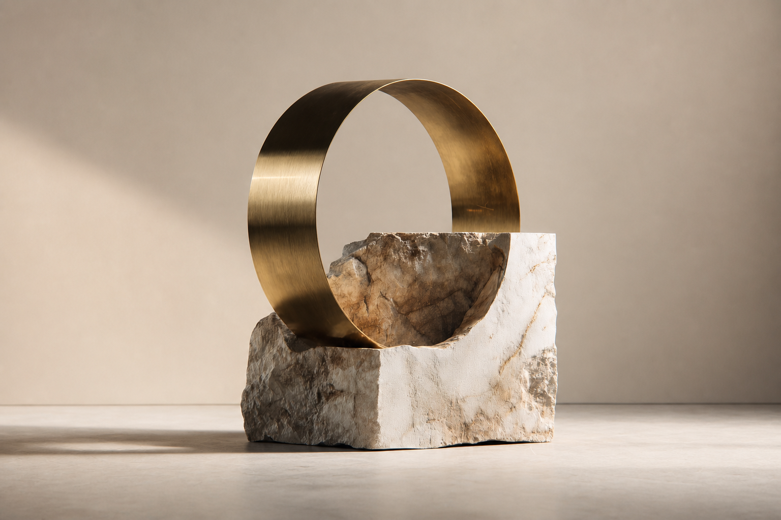 Menkar — Brass and limestone sculpture by 1-OPH