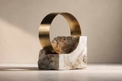 Menkar — Brass and limestone sculpture by 1-OPH