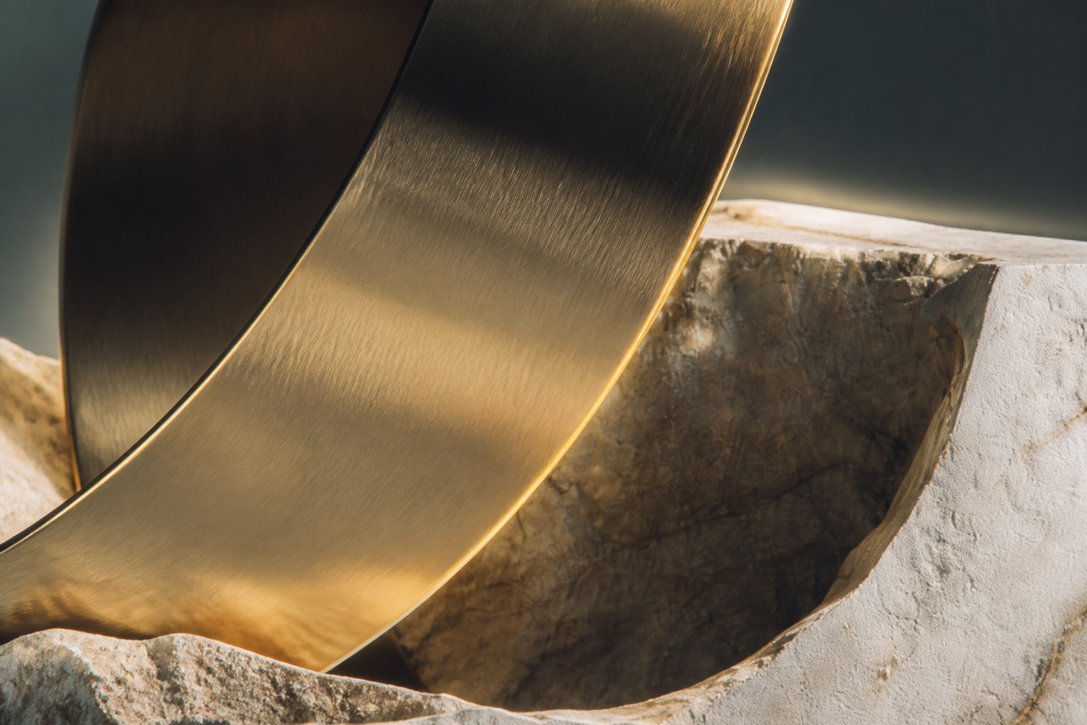 Menkar — Brass and limestone sculpture by 1-OPH