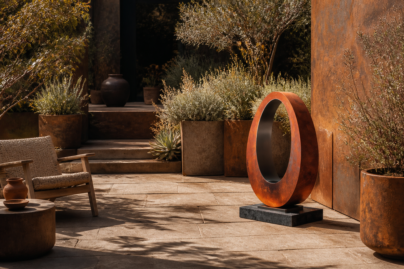 Sadr — Weathering steel on granite sculpture by 1-OPH