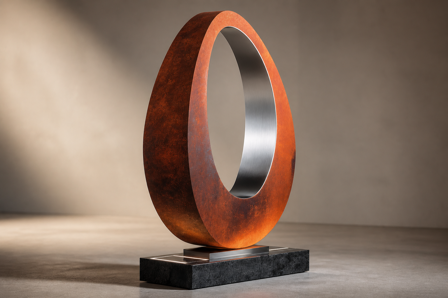 Sadr — Weathering steel on granite sculpture by 1-OPH