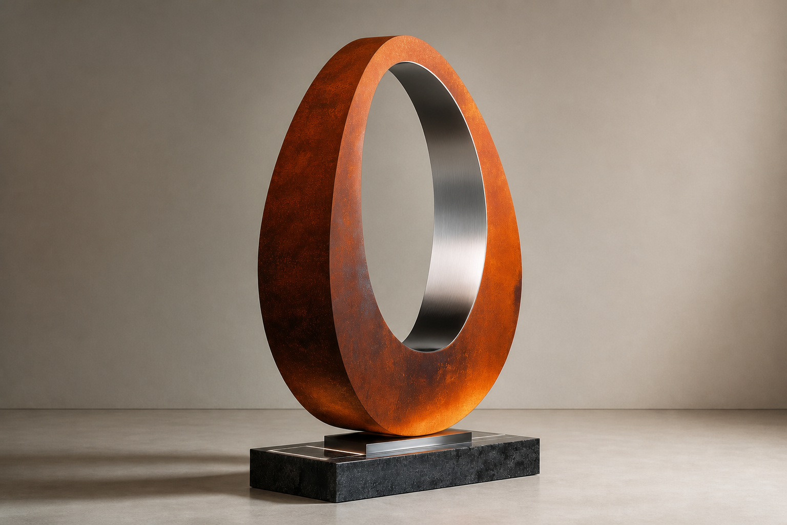 Sadr — Weathering steel on granite sculpture by 1-OPH