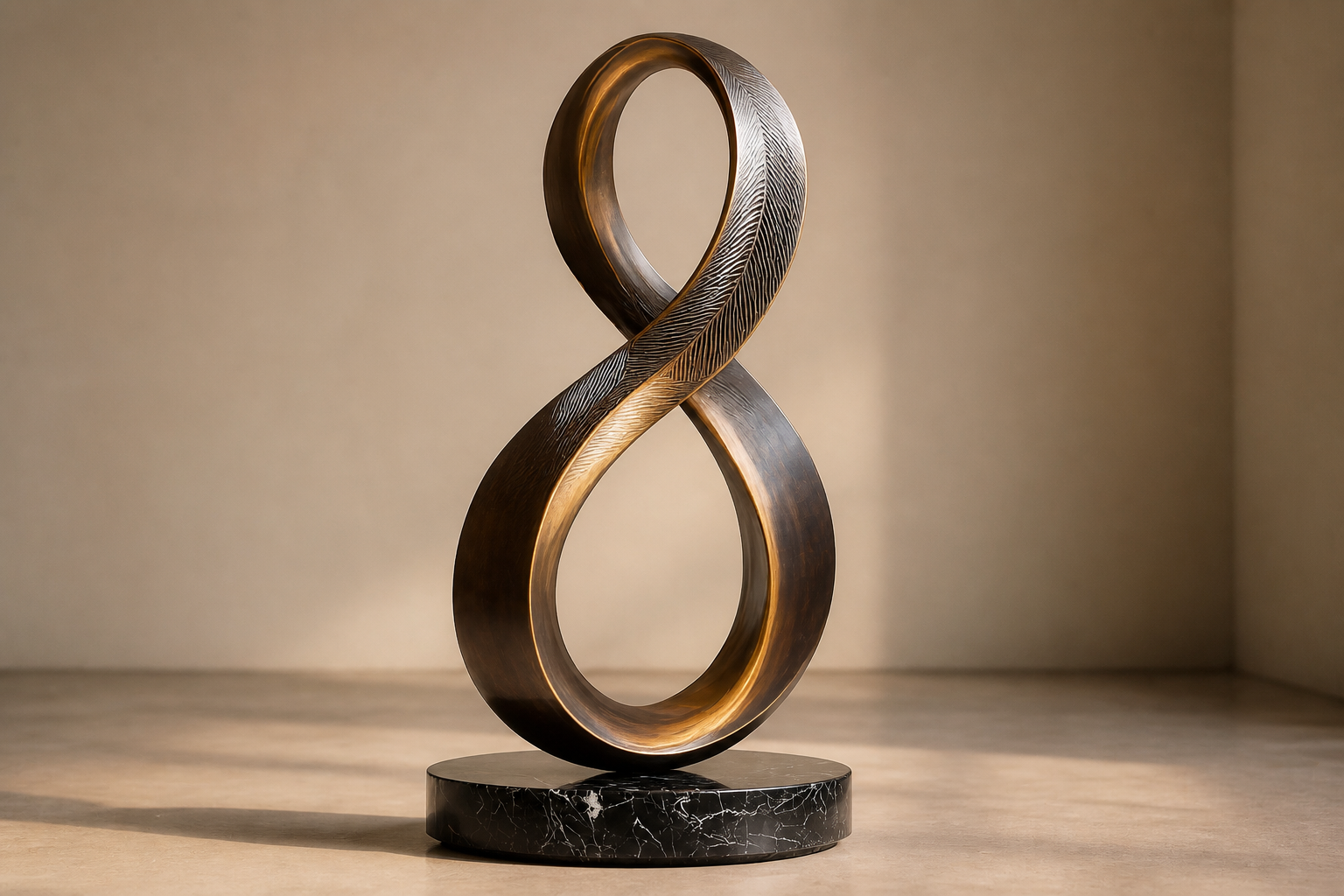 Izar — Bronze on Nero Marquina marble sculpture by 1-OPH