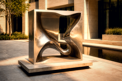 Zubeneh — Stainless steel on limestone sculpture by 1-OPH