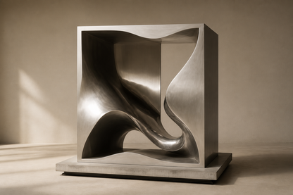 Zubeneh — Stainless steel on limestone sculpture by 1-OPH