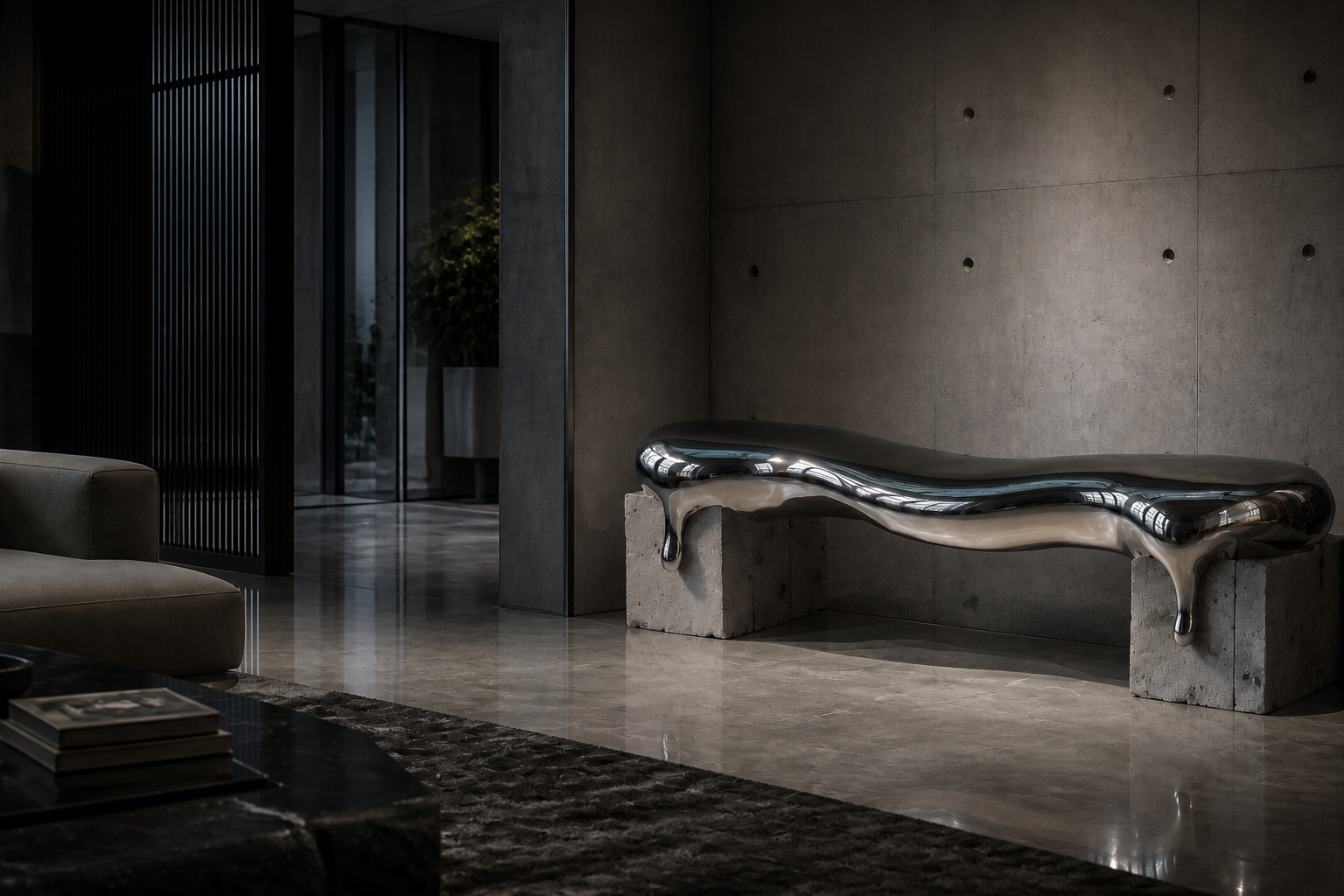Onda — stainless steel 316 sculptural bench by 1-OPH