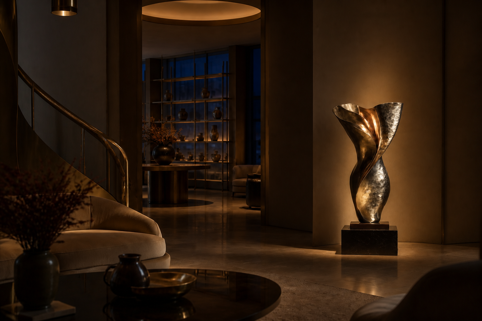 Alnair — Bronze on Nero Marquina marble sculpture by 1-OPH