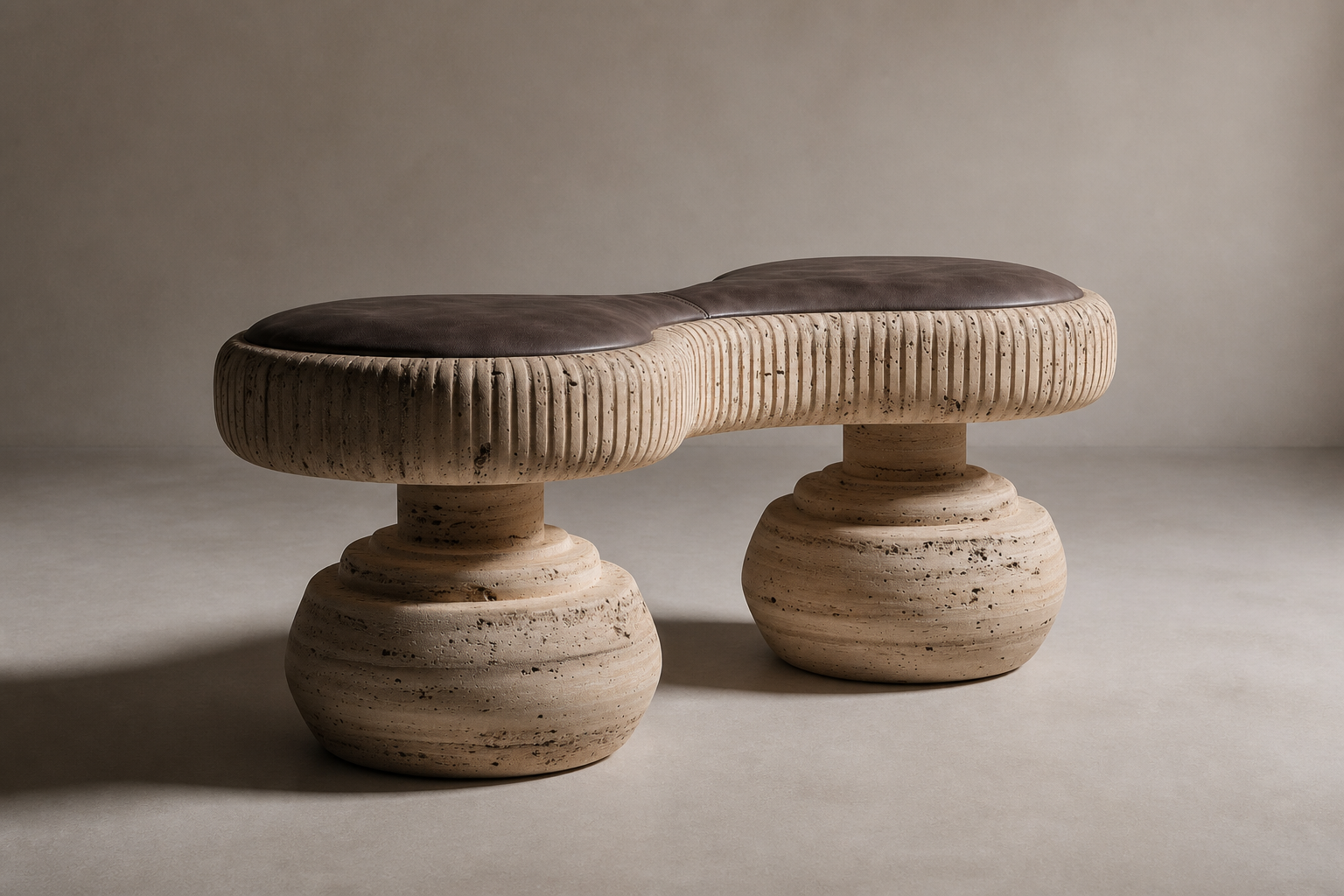 Riposo — travertine sculptural bench by 1-OPH