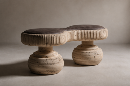 Riposo — travertine sculptural bench by 1-OPH
