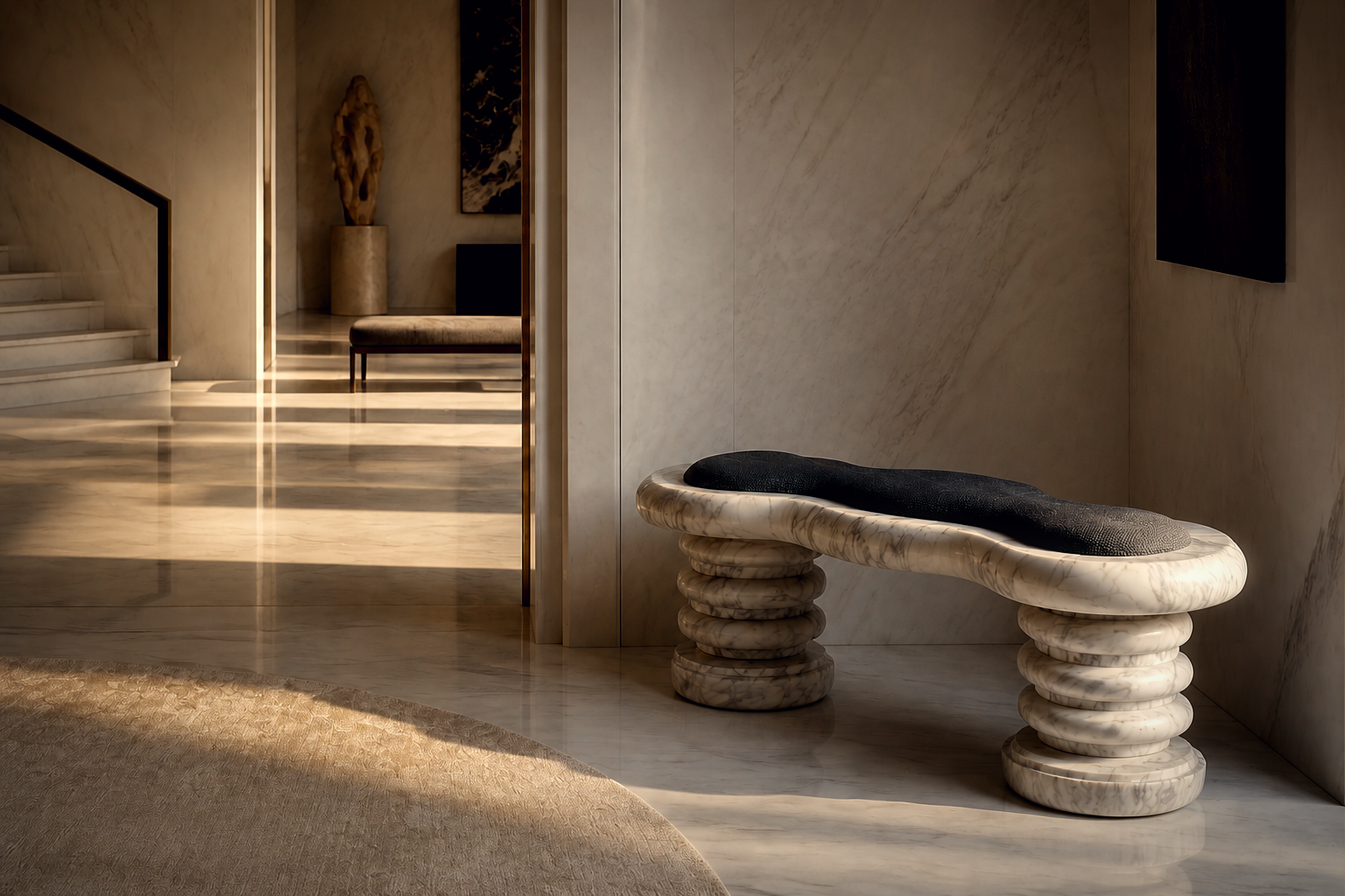 Calma — stone sculptural bench by 1-OPH
