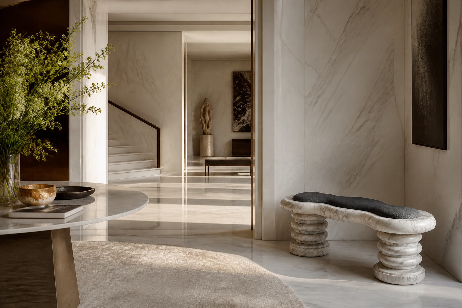 Calma — stone sculptural bench by 1-OPH