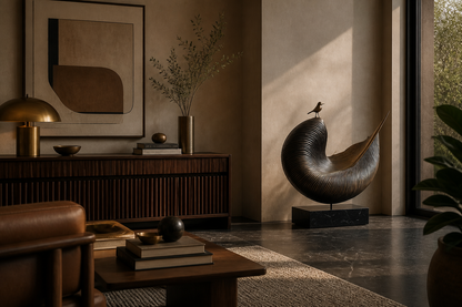 Cerrado — Bronze on Nero Marquina marble sculpture by 1-OPH