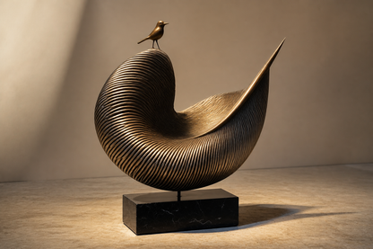 Cerrado — Bronze on Nero Marquina marble sculpture by 1-OPH