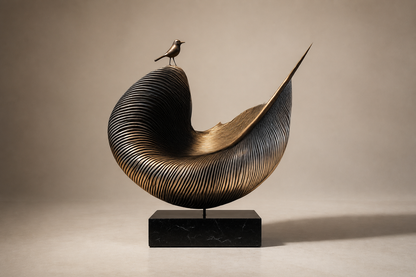 Cerrado — Bronze on Nero Marquina marble sculpture by 1-OPH