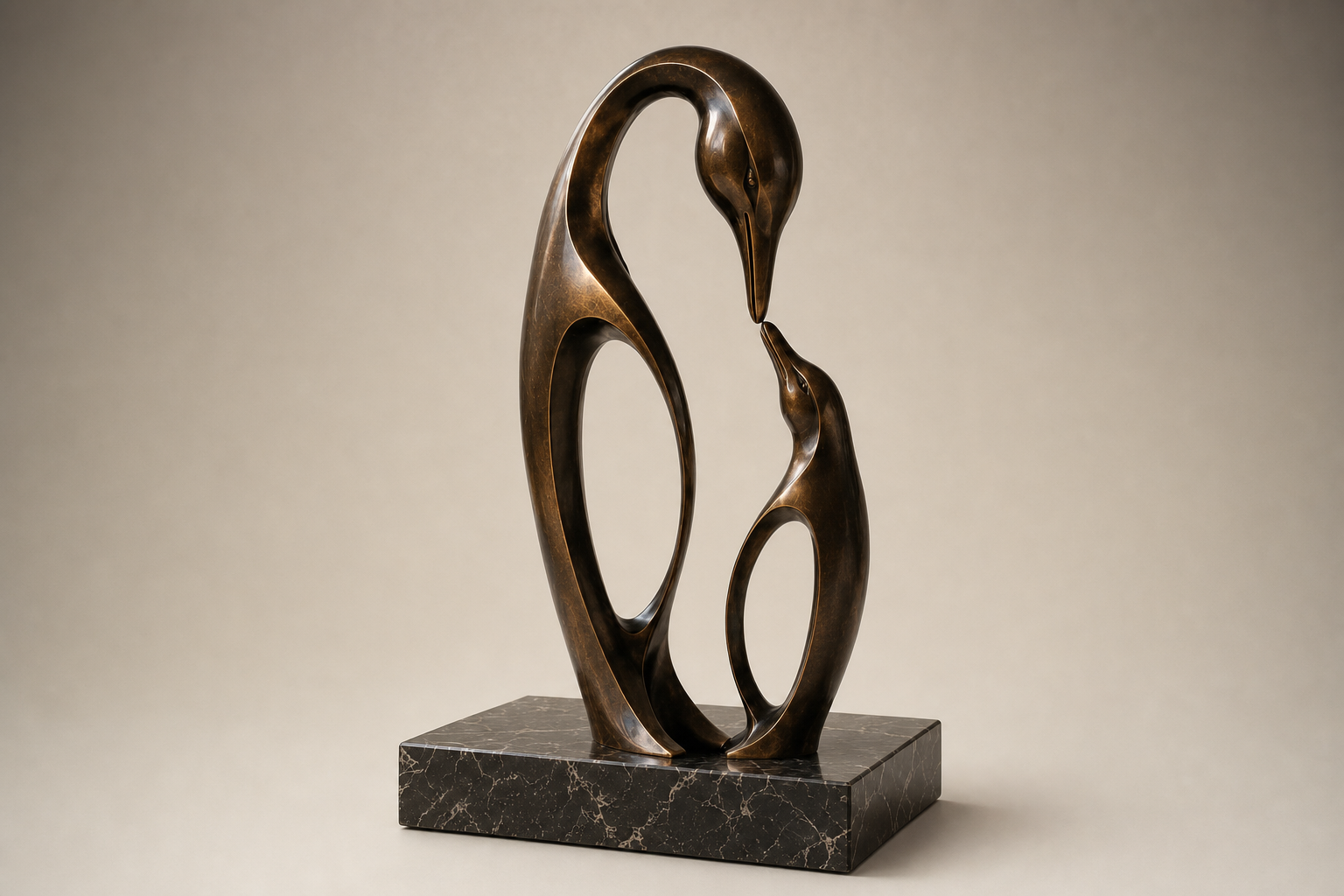 Bruma bronze heron pair sculpture by 1-OPH