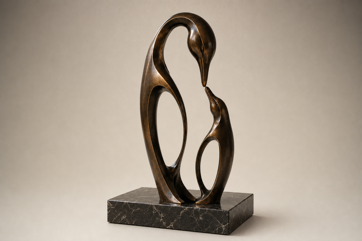Bruma bronze heron pair sculpture by 1-OPH