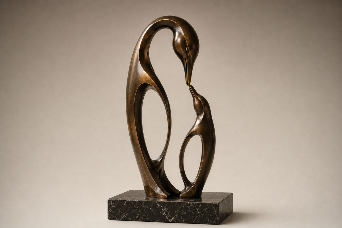 Bruma bronze heron pair sculpture by 1-OPH