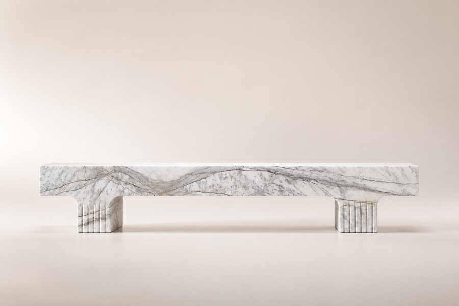 Calacatta Strata Marble Bench