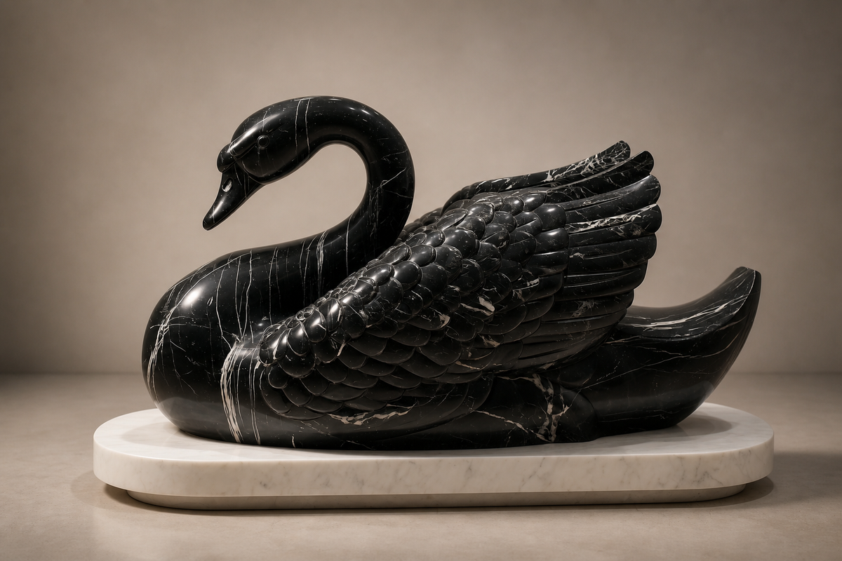 Campo — Nero Marquina marble on white marble sculpture by 1-OPH