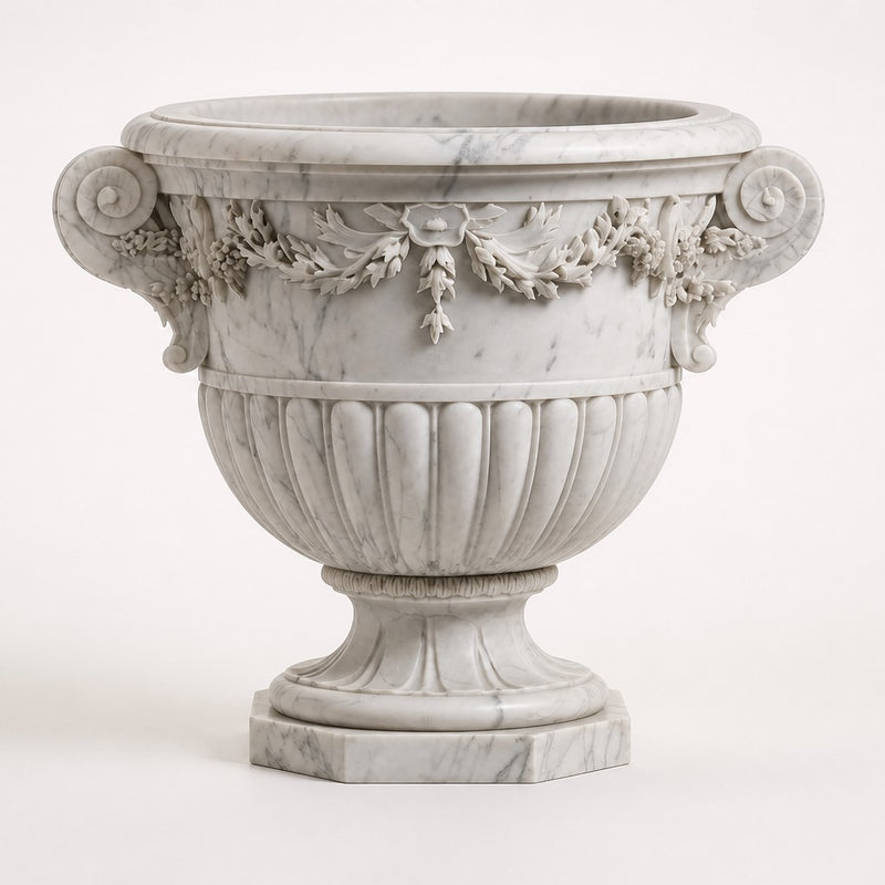 Carrara Floral Garland Marble Urn Planter