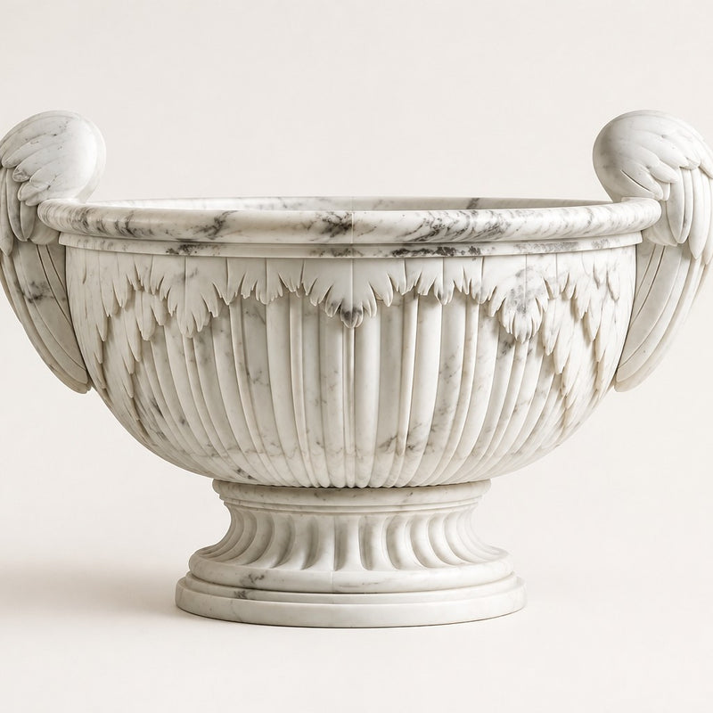 Carrara Winged Classical Marble Urn Planter