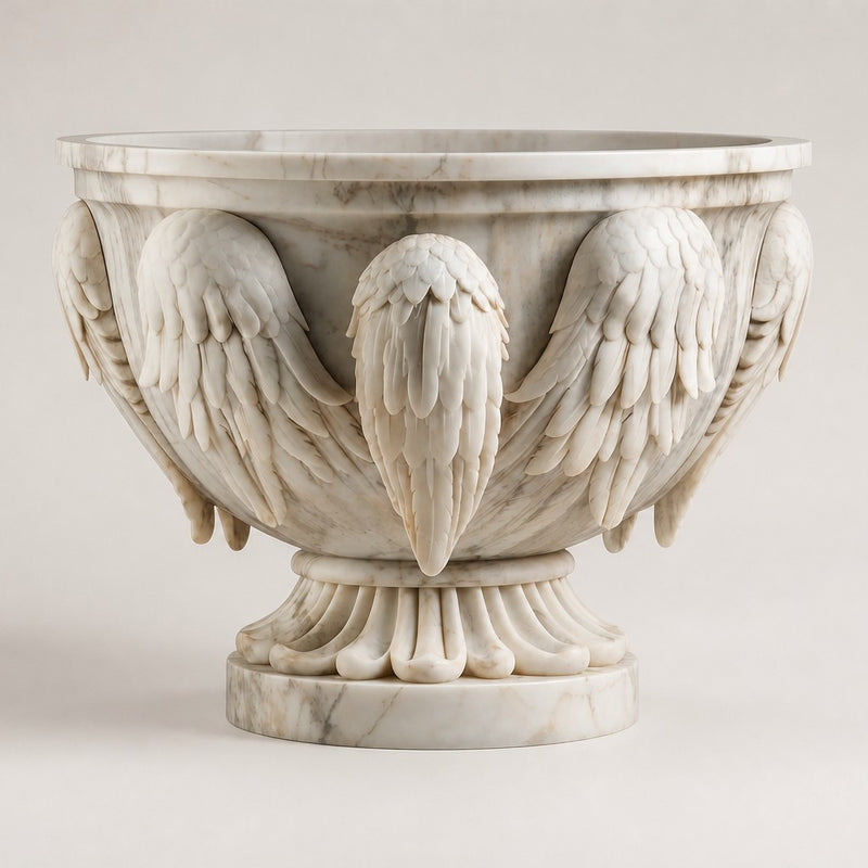 Carrara Winged Marble Urn Planter