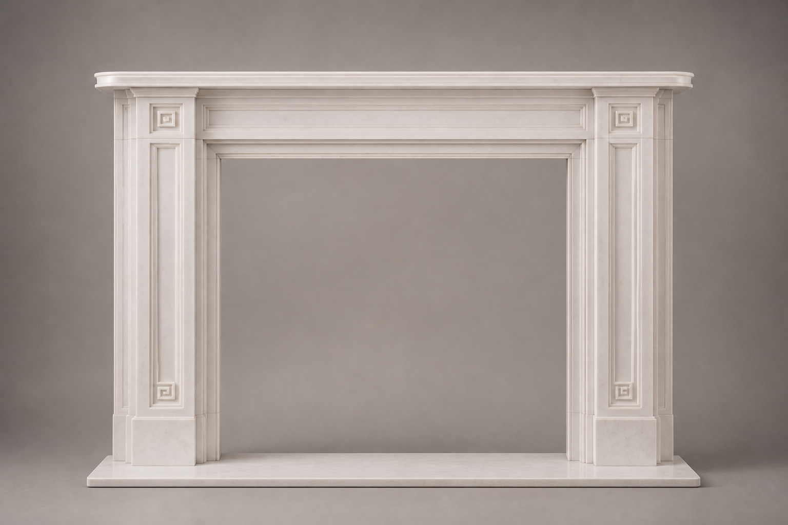 Vereda pale limestone fireplace mantel by 1-OPH, side elevation
