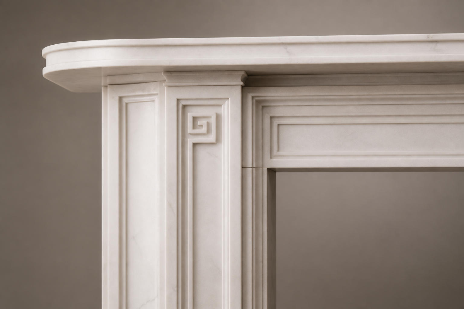 Vereda pale limestone fireplace mantel by 1-OPH, surface detail