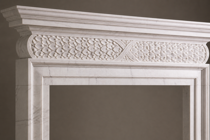 Retama white marble fireplace mantel by 1-OPH, surface detail